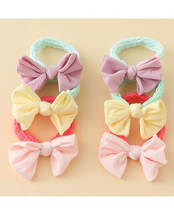 Babyhug Free Size Rubber Bands with Bow Applique Pack of 6 - Multicolor