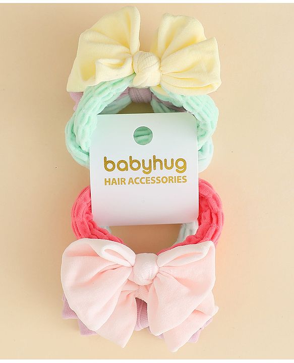 Babyhug Free Size Rubber Bands with Bow Applique Pack of 6 - Multicolor