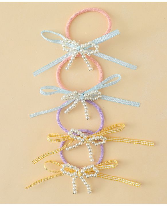 Babyhug Bow Applique Hairbands Pack of 4 - Pink & Purple