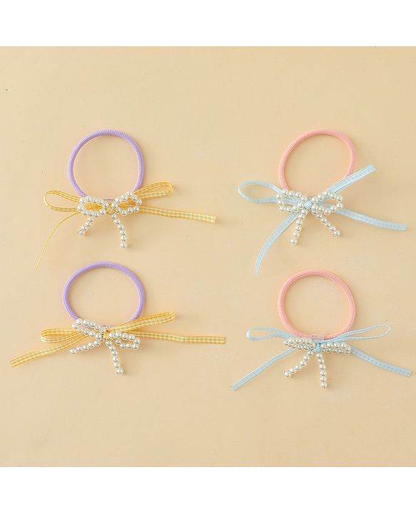 Babyhug Bow Applique Hairbands Pack of 4 - Pink & Purple