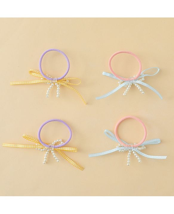 Babyhug Bow Applique Hairbands Pack of 4 - Pink & Purple