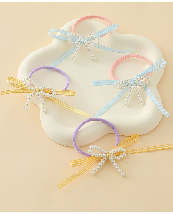 Babyhug Bow Applique Hairbands Pack of 4 - Pink & Purple