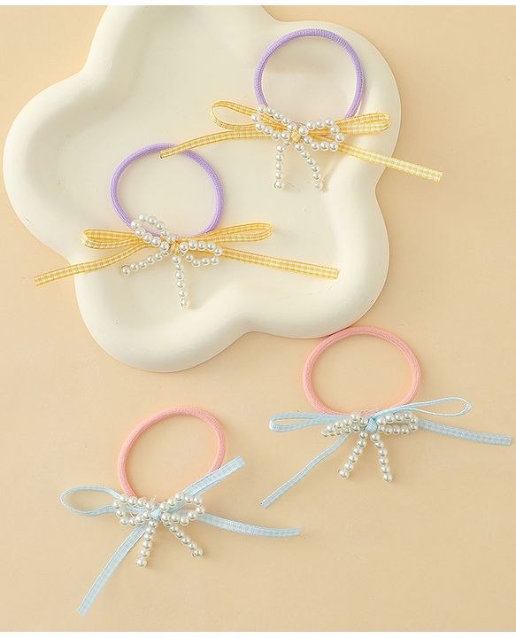 Babyhug Bow Applique Hairbands Pack of 4 - Pink & Purple