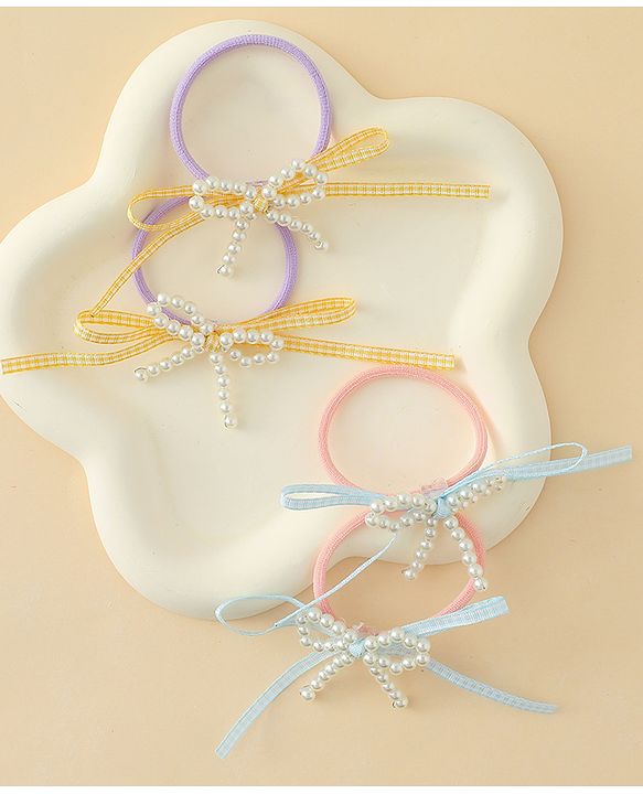 Babyhug Bow Applique Hairbands Pack of 4 - Pink & Purple