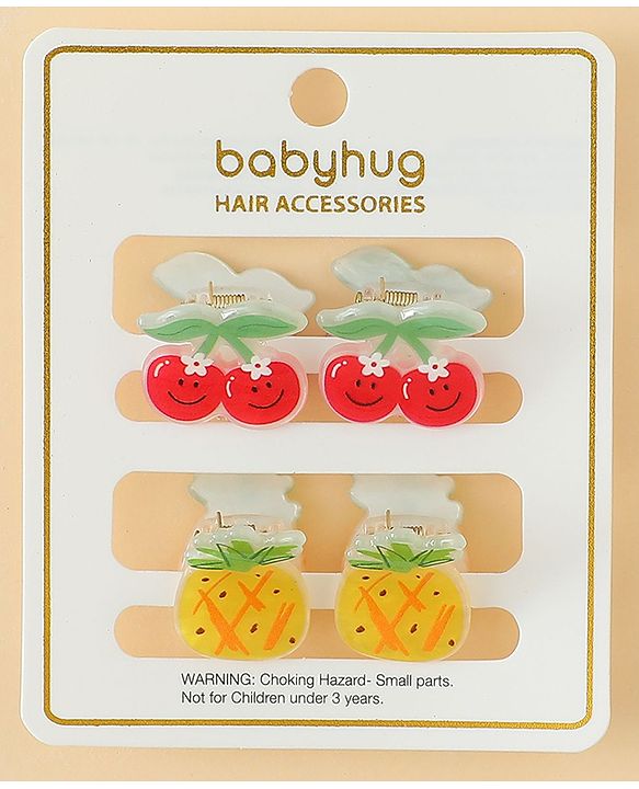 Babyhug Hair Clips with Fruit Applique Pack of 2 - Red & Yellow