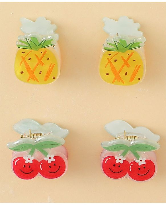 Babyhug Hair Clips with Fruit Applique Pack of 2 - Red & Yellow