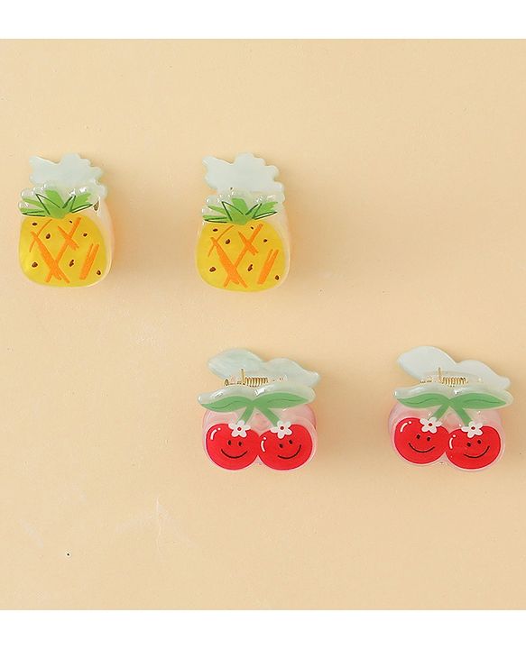 Babyhug Hair Clips with Fruit Applique Pack of 2 - Red & Yellow