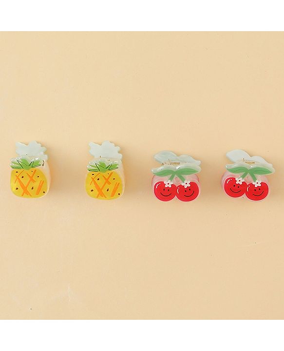 Babyhug Hair Clips with Fruit Applique Pack of 2 - Red & Yellow