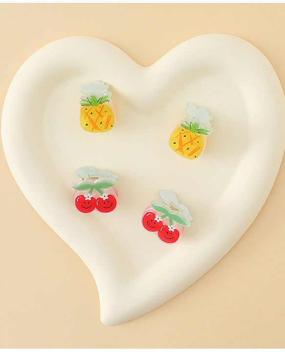 Babyhug Hair Clips with Fruit Applique Pack of 2 - Red & Yellow
