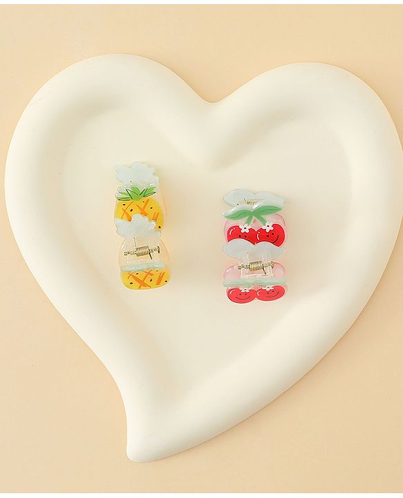 Babyhug Hair Clips with Fruit Applique Pack of 2 - Red & Yellow