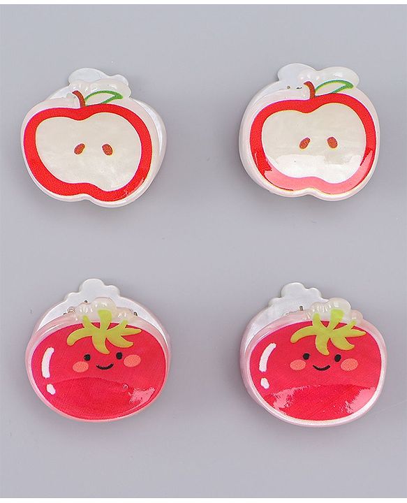 Babyhug Hair Clips with Fruit Applique Pack of 2 -  Red & White