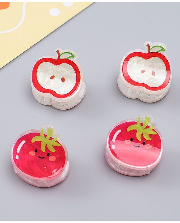 Babyhug Hair Clips with Fruit Applique Pack of 2 -  Red & White