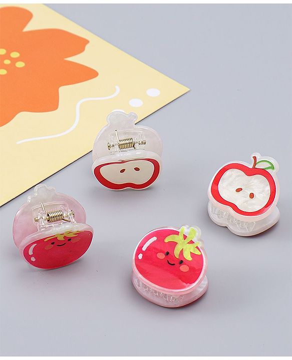 Babyhug Hair Clips with Fruit Applique Pack of 2 -  Red & White