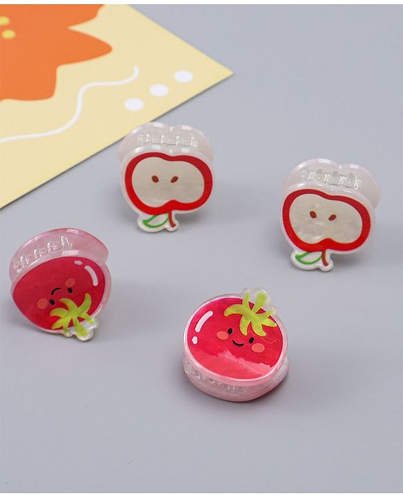 Babyhug Hair Clips with Fruit Applique Pack of 2 -  Red & White