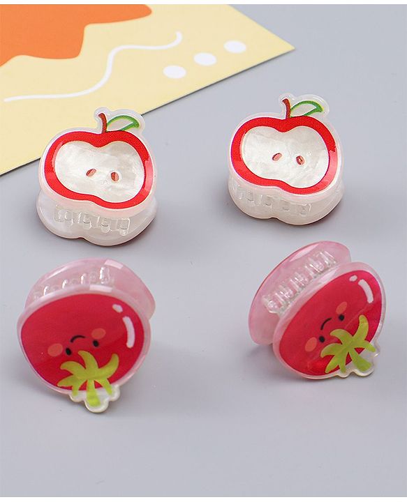 Babyhug Hair Clips with Fruit Applique Pack of 2 -  Red & White