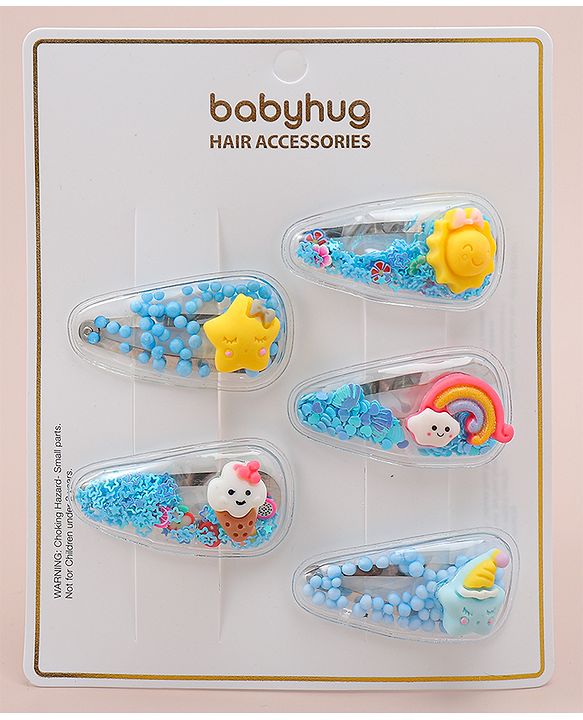 Babyhug Free Size  Snap Clips with  Applique Pack of 5 - Multicolor