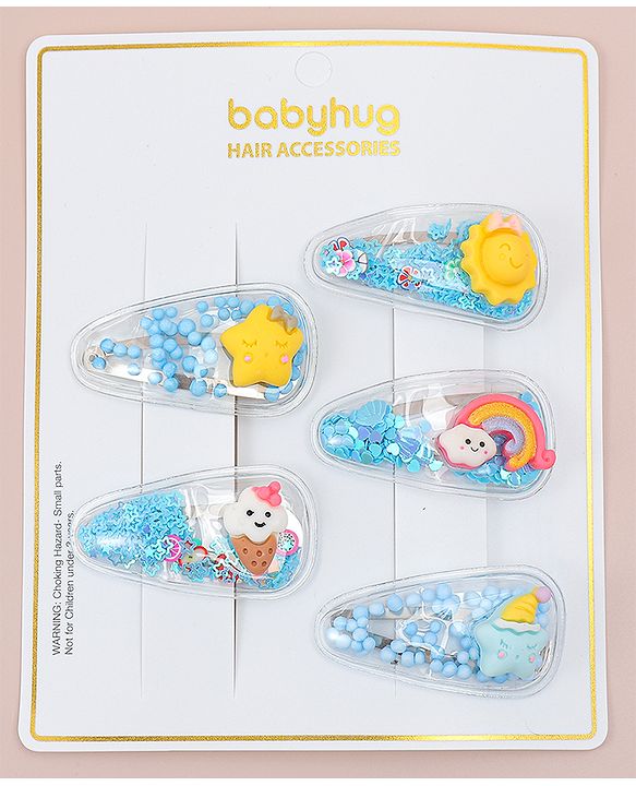 Babyhug Free Size  Snap Clips with  Applique Pack of 5 - Multicolor