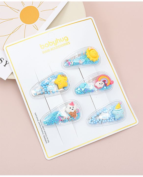 Babyhug Free Size  Snap Clips with  Applique Pack of 5 - Multicolor