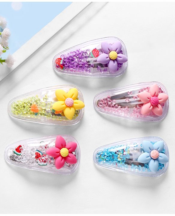 Babyhug Free Size  Snap Clips with Applique Pack of 5 - Multicolor