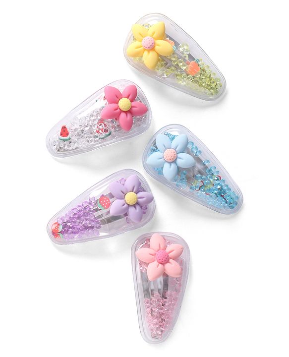 Babyhug Free Size  Snap Clips with Applique Pack of 5 - Multicolor
