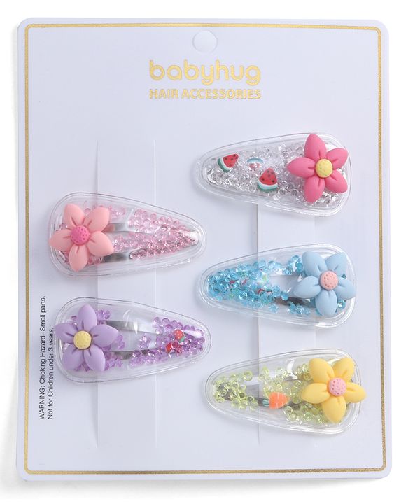 Babyhug Free Size  Snap Clips with Applique Pack of 5 - Multicolor