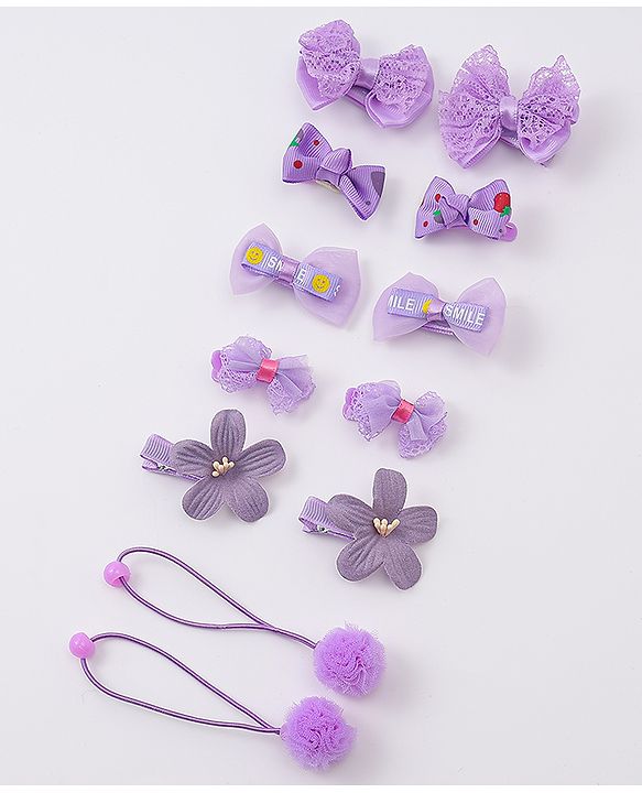 Babyhug Hair Accessories Combo Sets   With Floral Applique Free Size Pack of 6 - Purple