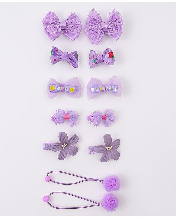 Babyhug Hair Accessories Combo Sets   With Floral Applique Free Size Pack of 6 - Purple