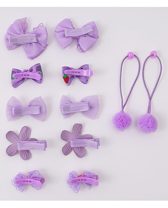 Babyhug Hair Accessories Combo Sets   With Floral Applique Free Size Pack of 6 - Purple
