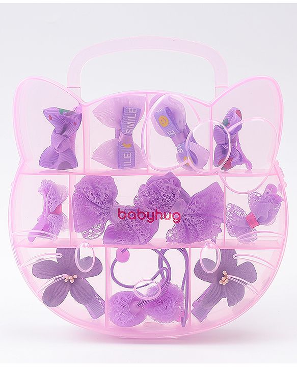 Babyhug Hair Accessories Combo Sets   With Floral Applique Free Size Pack of 6 - Purple