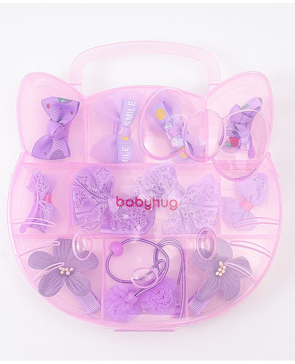 Babyhug Hair Accessories Combo Sets   With Floral Applique Free Size Pack of 6 - Purple