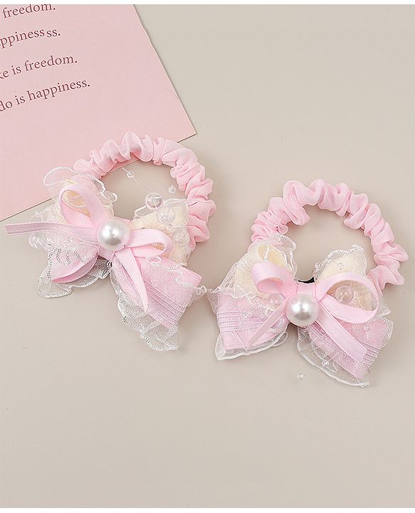 Babyhug Bow Rubber Bands Pack of 2 - Pink