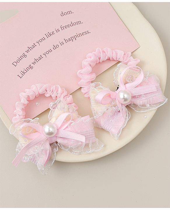 Babyhug Bow Rubber Bands Pack of 2 - Pink