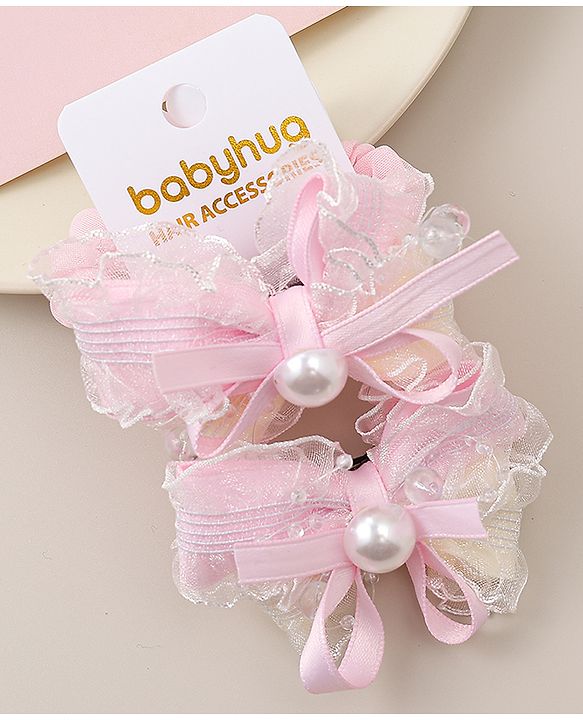 Babyhug Bow Rubber Bands Pack of 2 - Pink