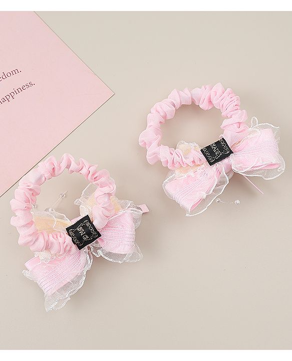 Babyhug Bow Rubber Bands Pack of 2 - Pink