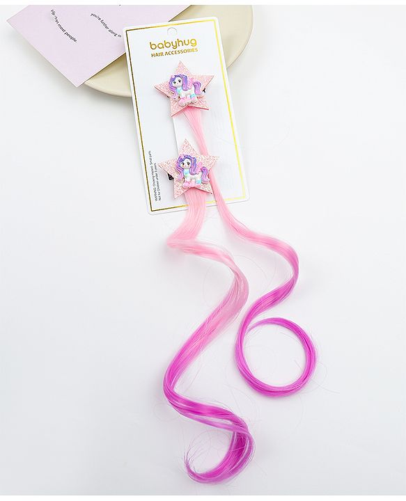 Babyhug Star Applique Hair Clip Extension Pack of 2 - Purple
