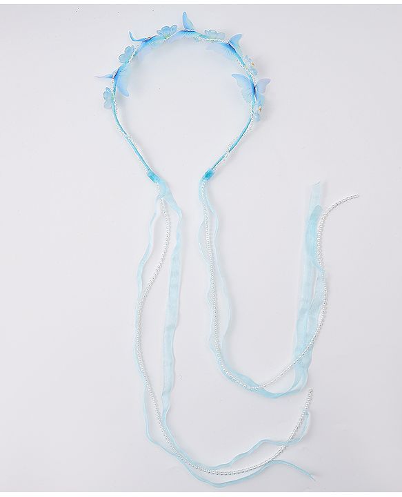 Babyhug Free Size Hair Band With Floral Applique With String - Blue