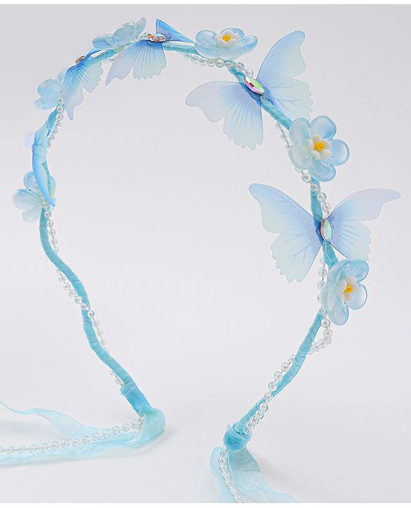 Babyhug Free Size Hair Band With Floral Applique With String - Blue