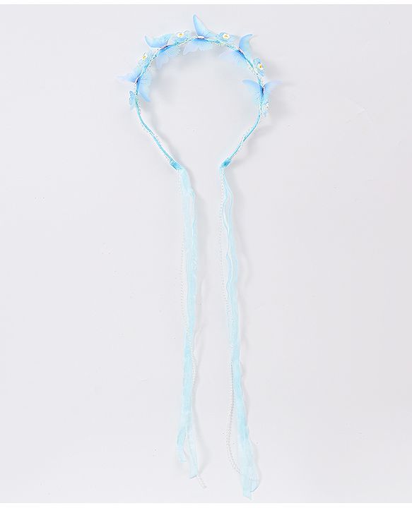 Babyhug Free Size Hair Band With Floral Applique With String - Blue