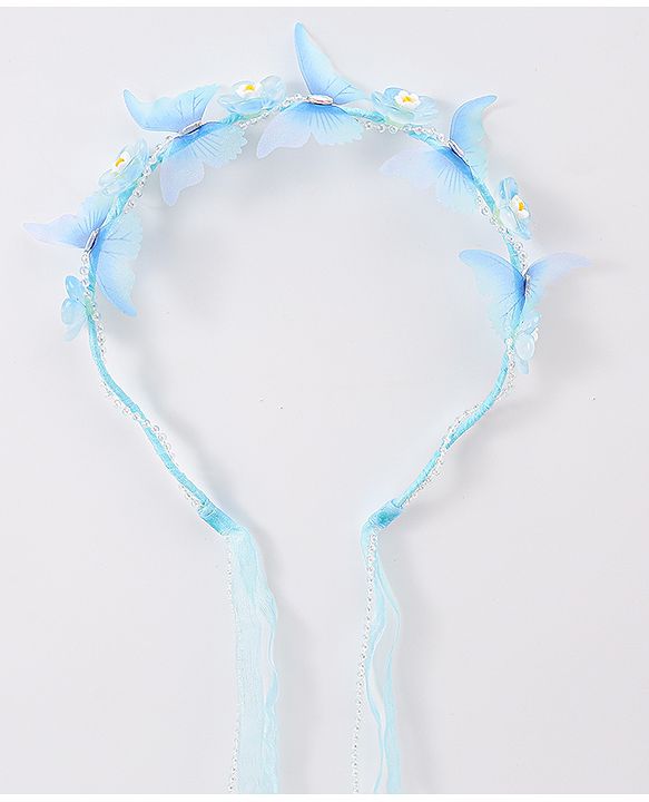 Babyhug Free Size Hair Band With Floral Applique With String - Blue