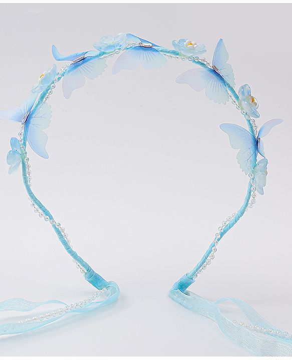 Babyhug Free Size Hair Band With Floral Applique With String - Blue