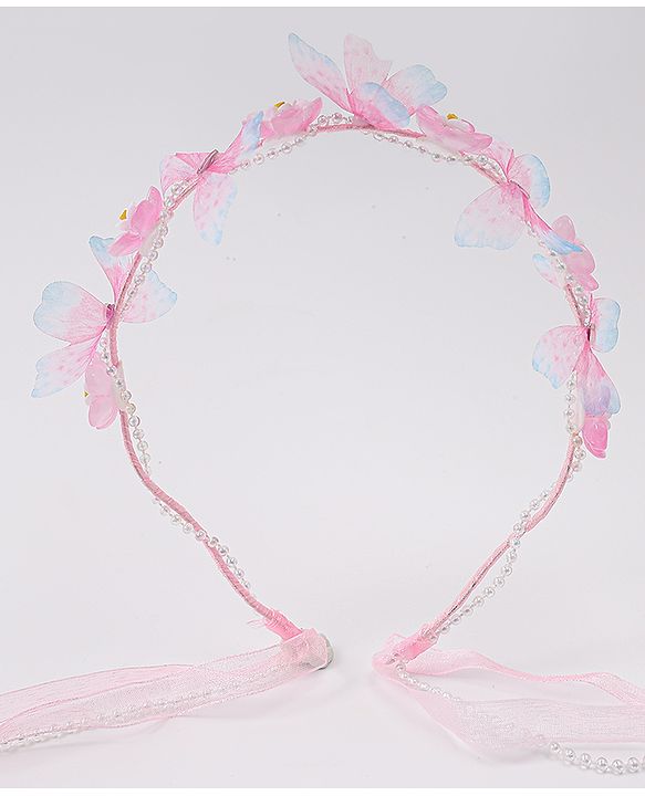 Babyhug Free Size Hair Band With Floral Applique With String - Pink