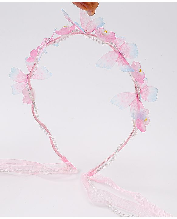 Babyhug Free Size Hair Band With Floral Applique With String - Pink