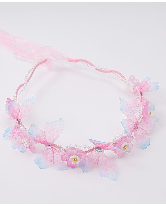 Babyhug Free Size Hair Band With Floral Applique With String - Pink