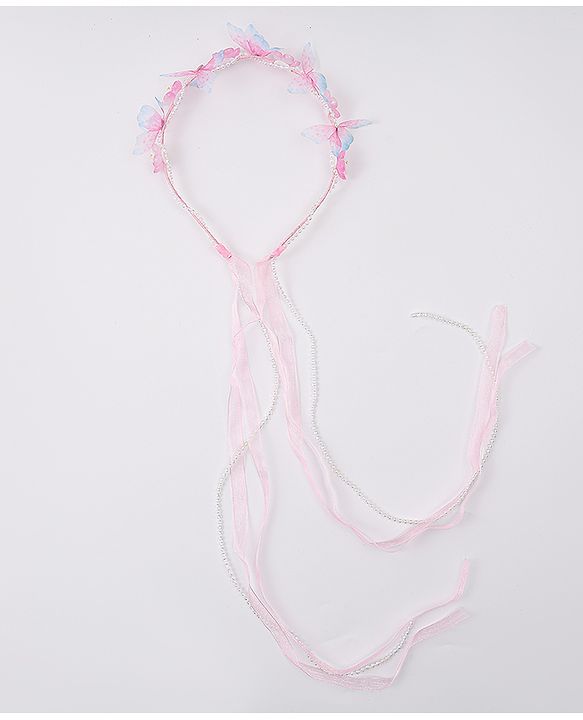 Babyhug Free Size Hair Band With Floral Applique With String - Pink