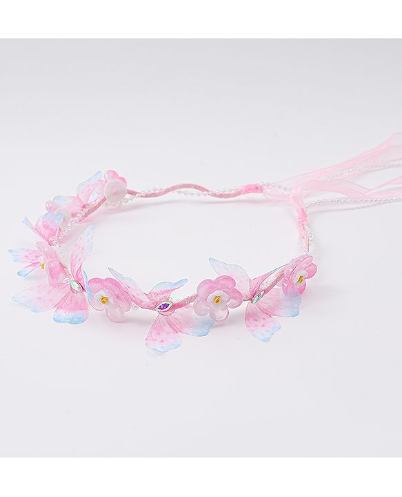 Babyhug Free Size Hair Band With Floral Applique With String - Pink