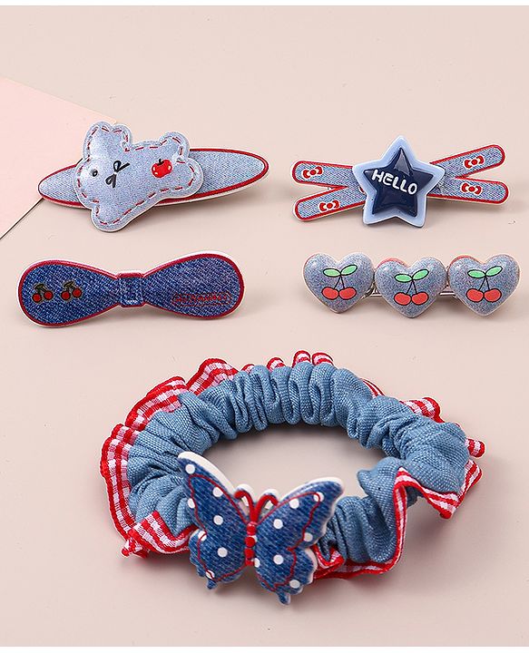 Babyhug Hair Pins And Clips With Butterfly Applique  Free Size Pack of 5 Multicolor