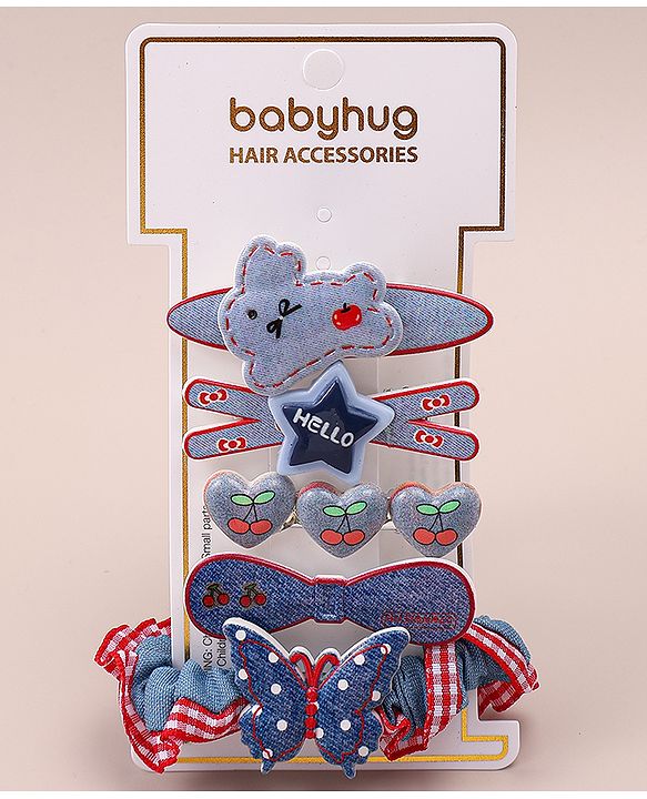 Babyhug Hair Pins And Clips With Butterfly Applique  Free Size Pack of 5 Multicolor