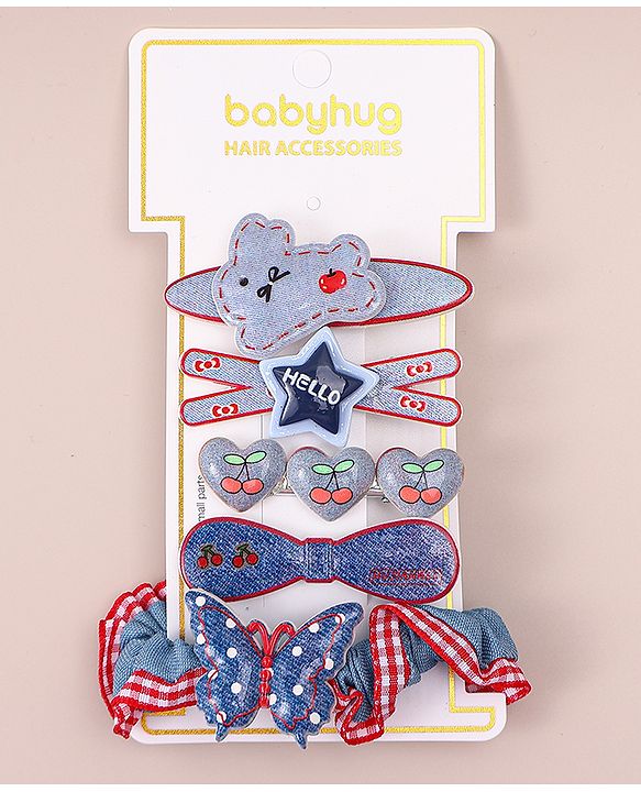 Babyhug Hair Pins And Clips With Butterfly Applique  Free Size Pack of 5 Multicolor