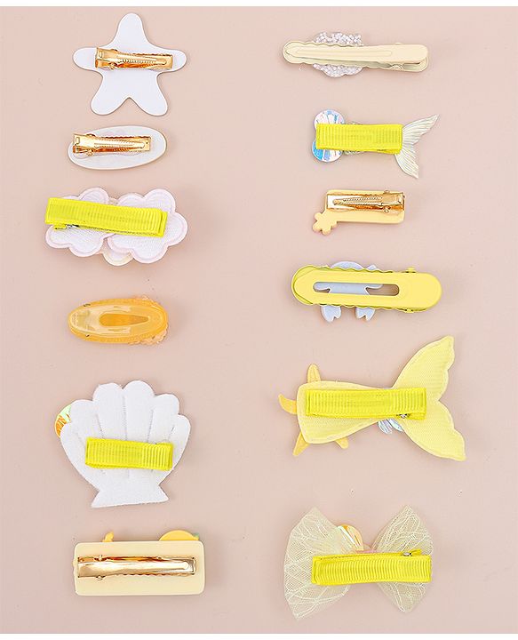 Babyhug Hair Pins And Clips With Character Prints And Floral Applique  Free Size Pack of 12 - Pink
