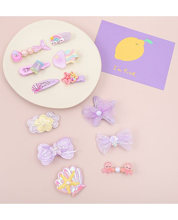 Babyhug Hair Pins And Clips  Free Size Pack of 12 - Purple